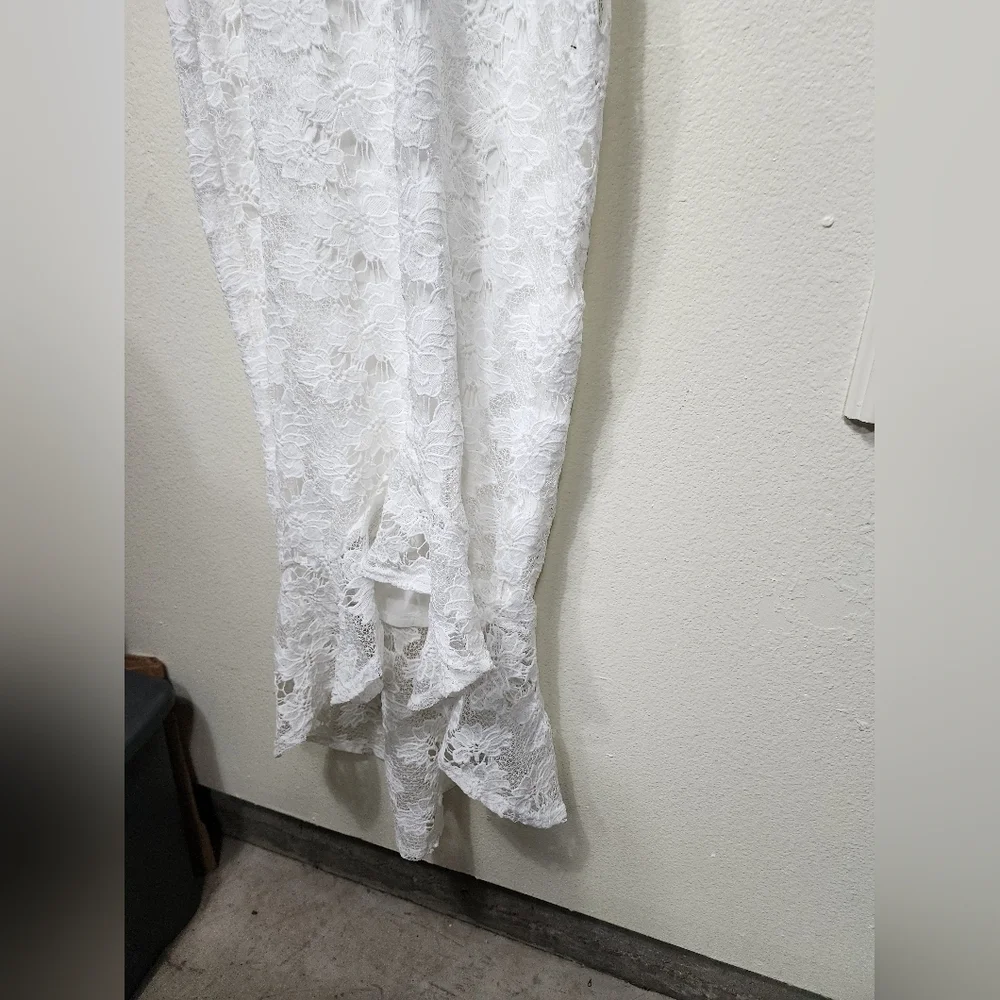 Lulus All the Charm White Lace Sleeveless High-Low Dress XL Wedding Party Prom